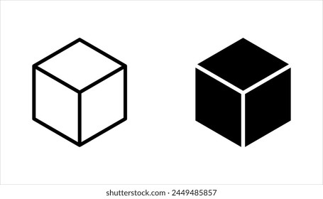 Box icon set. Delivery package, parcel box. Line and flat style design. Vector illustration on white background