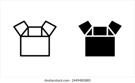 Box icon set. Delivery package, parcel box. Line and flat style design. Vector illustration on white background