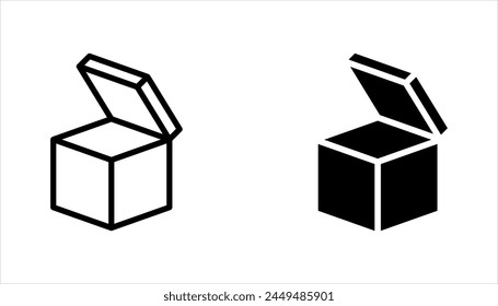 Box icon set. Delivery package, parcel box. Line and flat style design. Vector illustration on white background