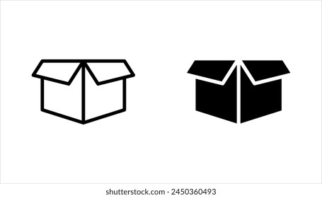 Box icon set. Delivery package, parcel box. Line and flat style design. Vector illustration on white background