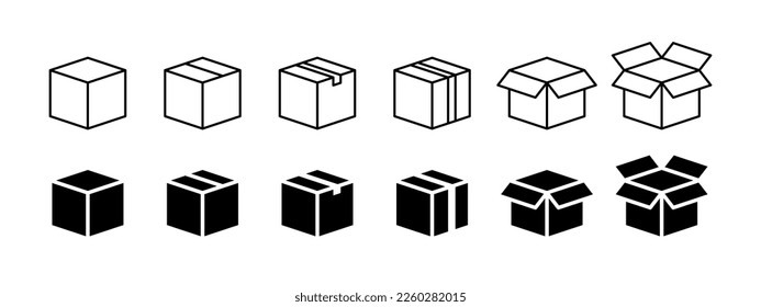 Box icon set, different style illustration