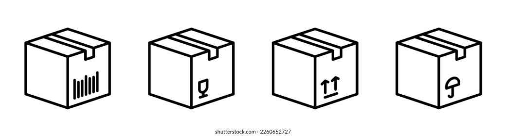 Box icon set, different style illustration
