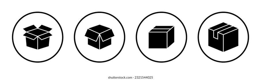 Ilustración de conjunto de iconos de caja. signo y símbolo de caja, paquete