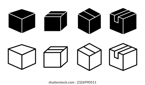 Box icon set illustration. box sign and symbol, parcel, package