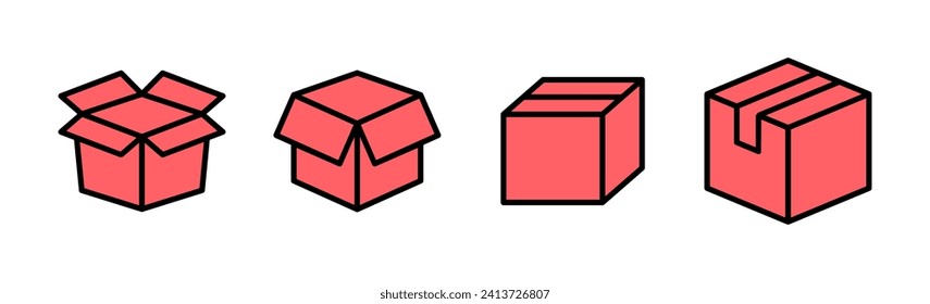 Box icon set illustration. box sign and symbol, parcel, package