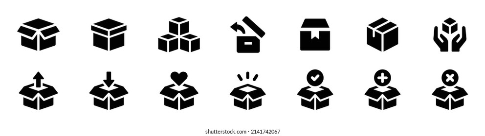 Box icon set isolated on white background.