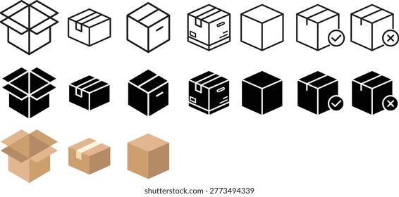 Box icon set. Moving, delivery boxes vector illustration.