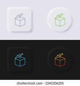 Conjunto de iconos de caja, botón de neumorfismo Multicolor diseño de interfaz de usuario suave para diseño web, interfaz de usuario de aplicación y más, conjunto de iconos, botón, vector.