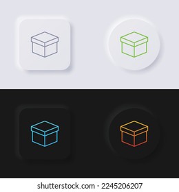 Conjunto de iconos de caja, botón de neumorfismo Multicolor diseño de interfaz de usuario suave para diseño web, interfaz de usuario de aplicación y más, conjunto de iconos, botón, vector.