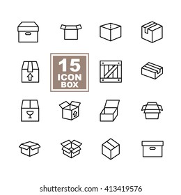 Box icon set on white background