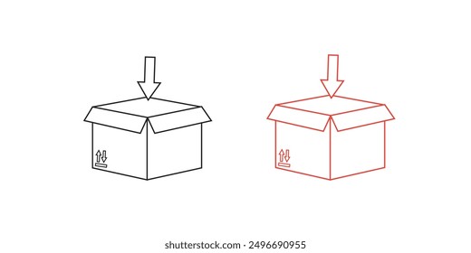 Conjunto de iconos de caja. Producto paquete de cartón envío paquete caja icono colección. caja signo de Vector. Abra el paquete de cubo vacío.