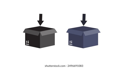 Box icon set. Product package cardboard shipping parcel box icon collection. box vector sign. Open empty cube package.