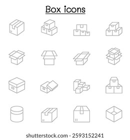 box icon set in thin line style