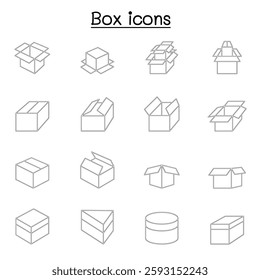 box icon set in thin line style