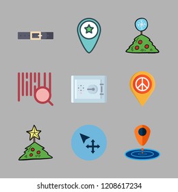 box icon set. vector set about barcode, placeholder, christmas tree and move icons set.
