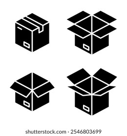 Conjunto de iconos de caja. Ilustración vectorial.