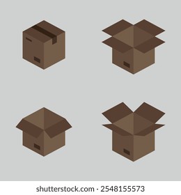 Conjunto de iconos de caja. Ilustración vectorial.