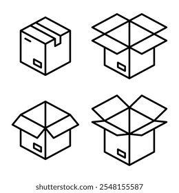 Conjunto de iconos de caja. Ilustración vectorial.