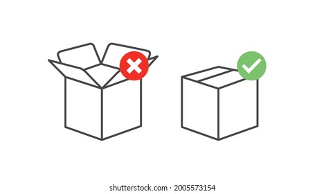 Box Icon Set. Vector set of open and closed boxes illustration