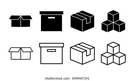 Box icon set. box vector icon, package, parcel