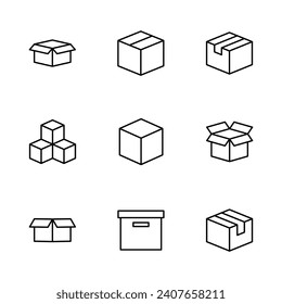 Box-Icon-Set. Box-Vektorsymbol, Paket, Paket