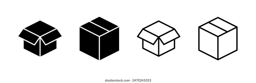 Conjunto de iconos de caja. Vector de caja, paquete, paquete