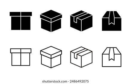 Box icon set. box vector icon, package, parcel