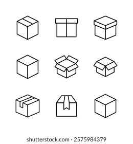 Box icon set. box vector icon, package, parcel