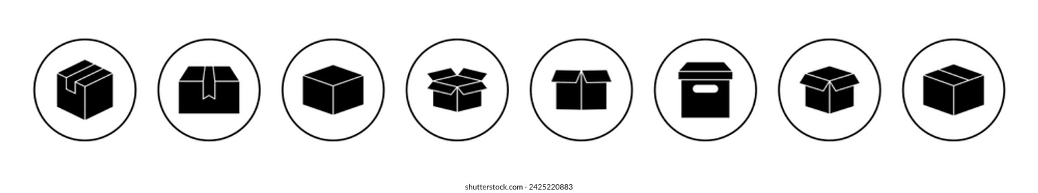 Box icon set vector. box sign and symbol, parcel, package