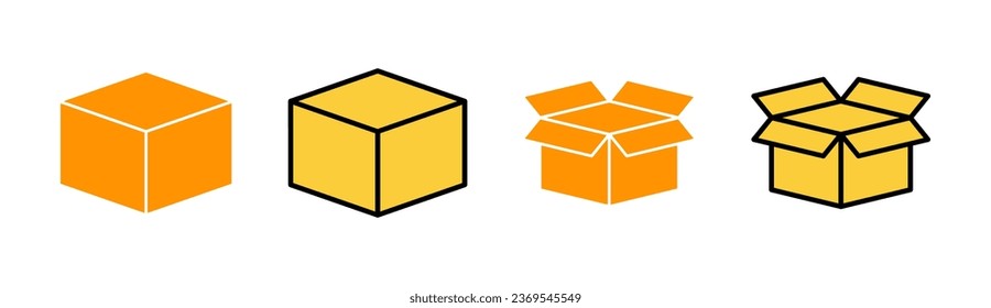 Box-Icon-Set für Web- und Mobile-App. Kästchen-Zeichen und -Symbol, Paket
