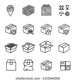 Box icon set. with white background. Thin Line Style stock vector.