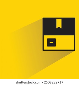 ícone de caixa com sombra no plano de fundo amarelo