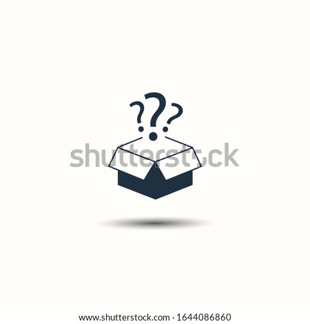 Box icon, shipping and delivery, open packaging, unbox icon with a question mark.