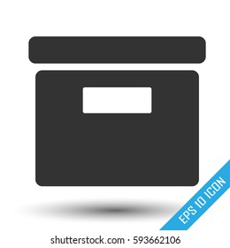 Box icon. Simple flat logo of box isolated on white background. Vector illustration.