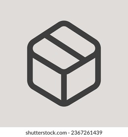 Icono de caja en estilo simple, plano y minimalista