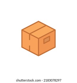 Box icon. Simple flat style. Cardboard, delivery package, parcel concept. Filled outline vector illustration design isolated on white background. EPS 10.