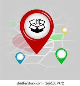 box icon. Simple glyph vector of Business Location pin set for UI and UX, website or mobile application