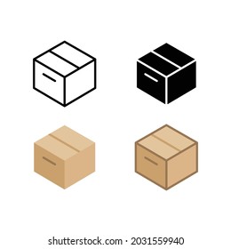Box icon. Simple outline, solid, flat style. Package, delivery, parcel, shipping, cardboard, storage, carton, closed, pictogram, pack concept. Vector illustration isolated on white background. EPS 10