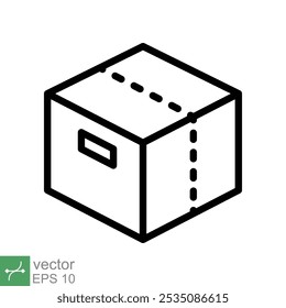 Box-Symbol. Einfaches Gliederungsformat. Paket, Paket, Post, Abholung, Lagerung, Verpackung, Fracht, Karton, Karton, Lieferkonzept. Dünne Vektorgrafik einzeln auf weißem Hintergrund. EPS 10.