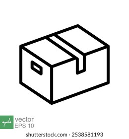 Box-Symbol. Einfaches Gliederungsformat. Paket, Paket, Post, Abholung, Lagerung, Verpackung, Fracht, Karton, Karton, Lieferkonzept. Dünne Vektorgrafik einzeln auf weißem Hintergrund. EPS 10.