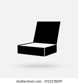 Box icon simple silhouette flat style vector illustration on white background.Open Box Vector Icon.