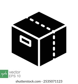 Box-Symbol. Einfacher, solider Stil. Paket, Paket, Post, Abholung, Lagerung, Verpackung, Fracht, Karton, Karton, Lieferkonzept. Glyphenvektorgrafik einzeln auf weißem Hintergrund. EPS 10.