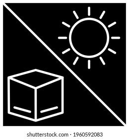 Box icon with sun. Cargo box. keep it away from the sun. Editable stroke. Design template vector