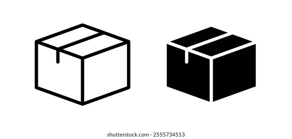 Box icon symbol collection on white background.