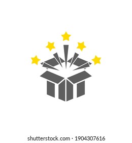 Plantillas de icono de caja con estrellas. Icono de vector de stock