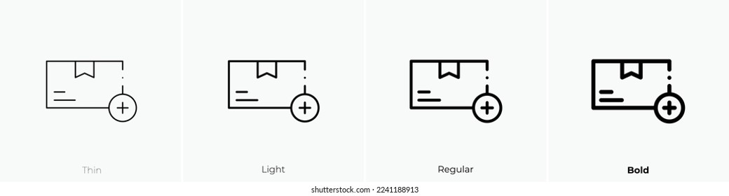 box icon. Thin, Light Regular And Bold style design isolated on white background