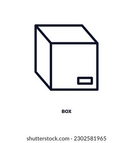 para abrir el Navegador. Icono de la casilla de línea delgada de la entrega y la colección logística. Vector de contorno aislado en fondo blanco. El símbolo de cuadro modificable se puede usar en web y móvil