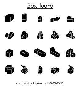 Box icon in thin line style in glyph style