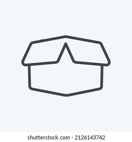 Icono de caja con estilo de línea de moda aislado en un fondo azul suave