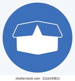 Box Icon in trendy long shadow style isolated on soft blue background